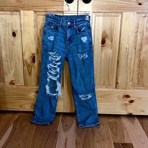 stretchy high rise boyfriend jeans from american eagle. size 0.